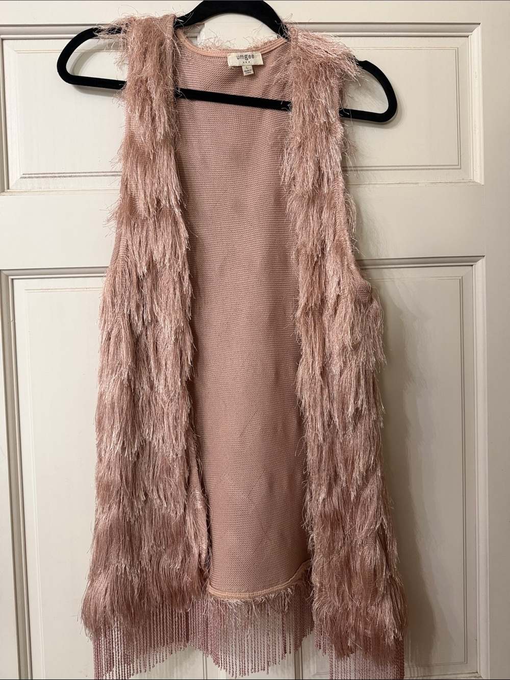 Umgee Blush Pink Shag Fringe Vest